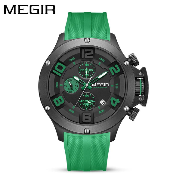 Men's Sports Quartz Watch Alloy Case Mineral Reinforced Glass Mirror Silicone Strap Stainless Steel Buckle Round Dial