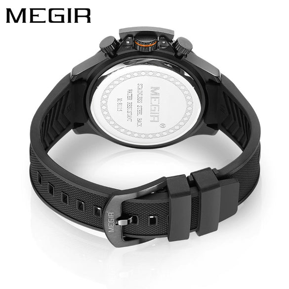 Men's Sports Quartz Watch Alloy Case Mineral Reinforced Glass Mirror Silicone Strap Stainless Steel Buckle Round Dial