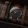 Men's Sports Style Quartz Watch Alloy Case Imitation Leather Strap Round Dial