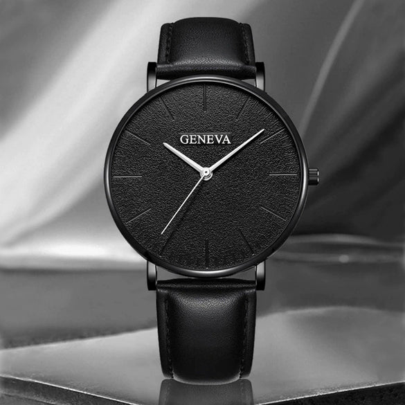 Men's Sports Style Quartz Watch Alloy Case Imitation Leather Strap Round Dial