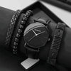 Men's Sports Style Watch Set Alloy Case Imitation Leather Strap Stainless Steel Clasp Round Dial