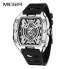 Men's Sports Watch Alloy Case Mineral Strengthened Glass Mirror Silicone Strap Barrel Shape
