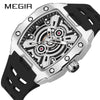 Men's Sports Watch Alloy Case Mineral Strengthened Glass Mirror Silicone Strap Barrel Shape