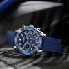 Men's Sports Watch Alloy Case Silicone Strap Mineral Reinforced Glass Mirror Round Dial Waterproof
