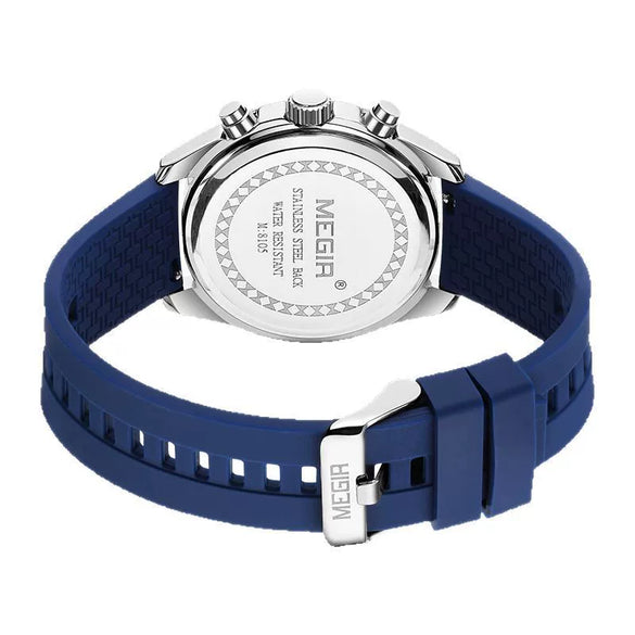 Men's Sports Watch Alloy Case Silicone Strap Mineral Reinforced Glass Mirror Round Dial Waterproof