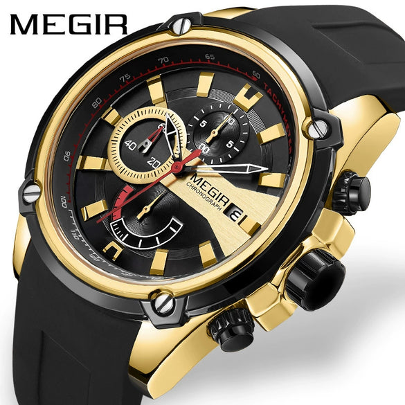 Men's Sports Watch Alloy Case Silicone Strap Round Dial