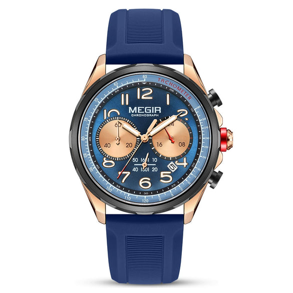 Men's Sports Watch Alloy Case Silicone Strap Stainless Steel Buckle Round Dial