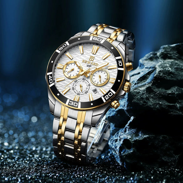 Men's Sports Watch Alloy Case Stainless Steel Belt Round Dial