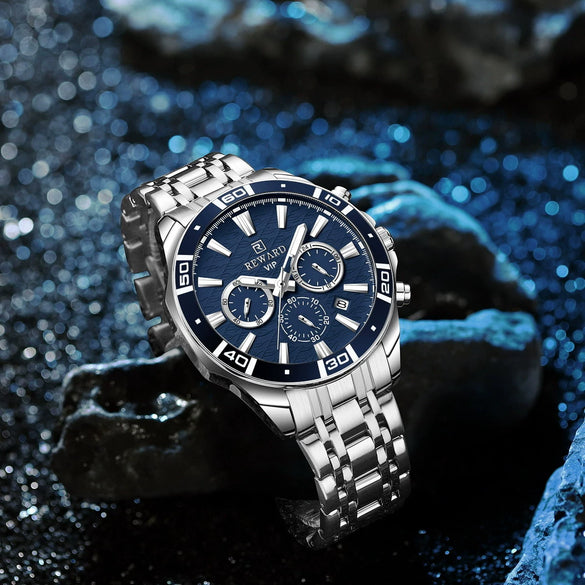 Men's Sports Watch Alloy Case Stainless Steel Belt Round Dial