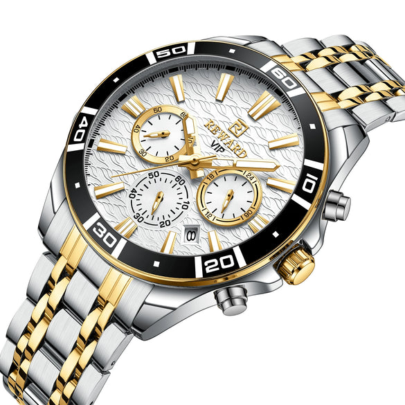 Men's Sports Watch Alloy Case Stainless Steel Belt Round Dial