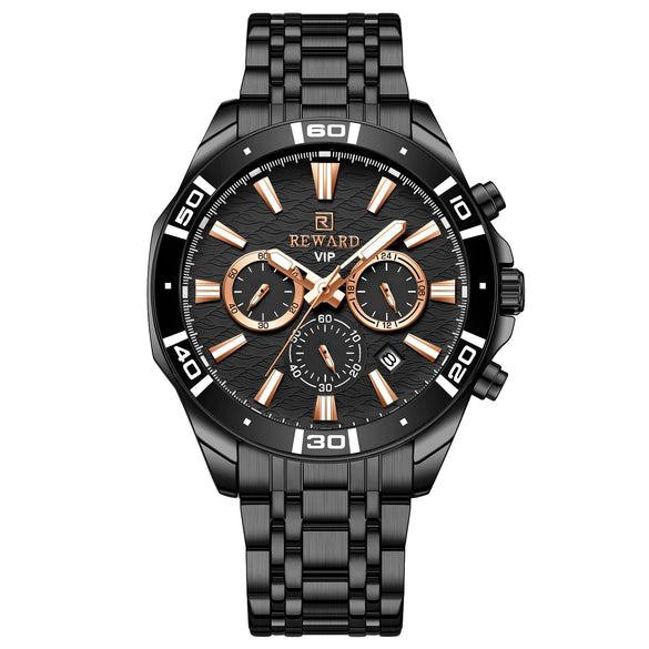 Men's Sports Watch Alloy Case Stainless Steel Belt Round Dial
