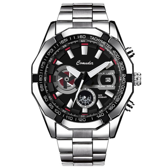 Men's Sports Watch Alloy Stainless Steel Round Dial Waterproof Luminous Onion Crown
