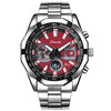 Men's Sports Watch Alloy Stainless Steel Round Dial Waterproof Luminous Onion Crown