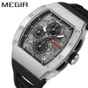 Men's Sports Watch Barrelshaped 316 Stainless Steel Case Silicone Strap Mineral Reinforced Glass Mirror
