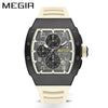 Men's Sports Watch Barrelshaped 316 Stainless Steel Case Silicone Strap Mineral Reinforced Glass Mirror