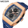 Men's Sports Watch Barrelshaped 316 Stainless Steel Case Silicone Strap Mineral Reinforced Glass Mirror