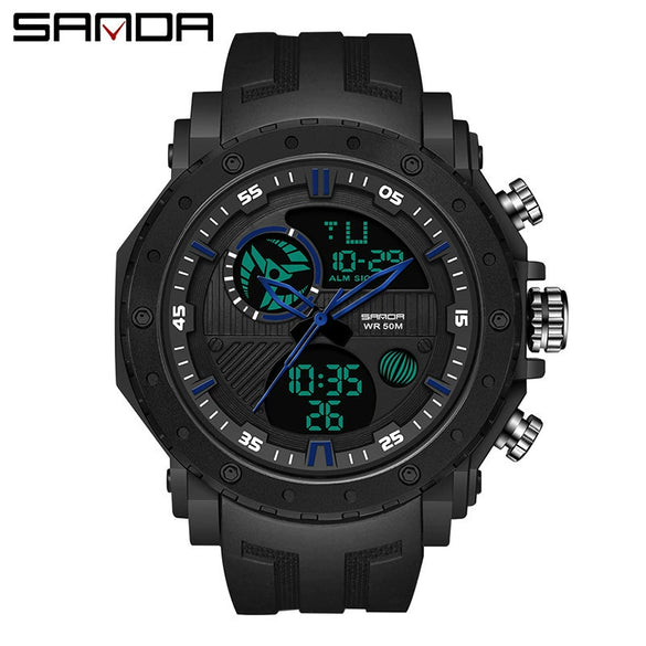 Men's Sports Watch Metal Case Silicone Strap Stainless Steel Clasp Round Dial Multifunctional Chronograph Luminous Waterproof