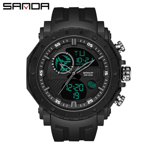 Men's Sports Watch Metal Case Silicone Strap Stainless Steel Clasp Round Dial Multifunctional Chronograph Luminous Waterproof