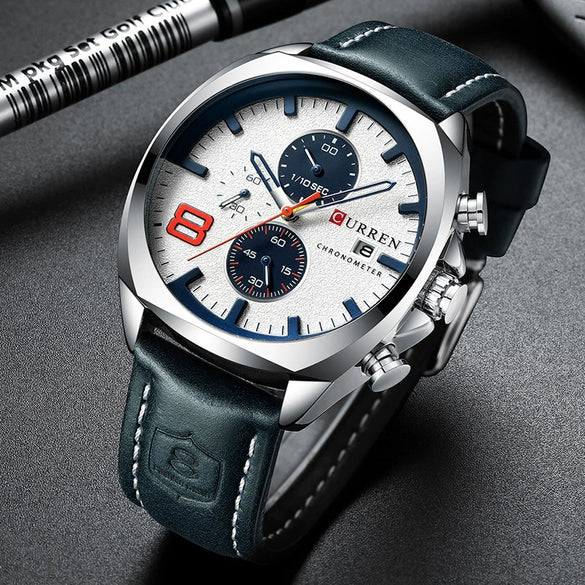 Men's Sports Watch Metal Stainless Steel Imitation Leather Round Casual Multifunctional Waterproof Quartz