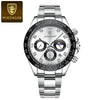 Men's Sports Waterproof Alloy Case Stainless Steel Strap Quartz Watch With Round Dial