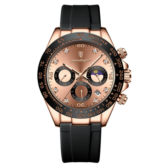 Men's Sports Waterproof Alloy Case Stainless Steel Strap Quartz Watch With Round Dial