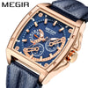 Men's Square Waterproof Luminous Leather Sport Quartz Watch Made Of Alloy And Genuine Leather
