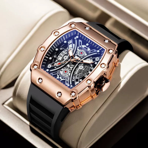 Men's Square Waterproof Quartz Watch With Alloy Case And Stainless Steel Strap