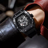 Men's Square Waterproof Quartz Watch With Alloy Case And Stainless Steel Strap