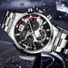 Men's Stainless Steel And Alloy Leisure Pointer Quartz Wrist Watch With Calendar And Printed Logo Round Dial