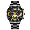 Men's Stainless Steel And Alloy Leisure Pointer Quartz Wrist Watch With Calendar And Printed Logo Round Dial