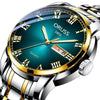 Men's Stainless Steel And Alloy Watch With Automatic Movement Waterproof Luminous Calendar Round Dial Spiral Crown Mineral Strengthened Glass Mirror