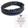 Men's Stainless Steel And Magnetic Material Handwoven Multilayer Leather Bracelet With Geometric Style