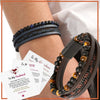 Men's Stainless Steel And Magnetic Material Handwoven Multilayer Leather Bracelet With Geometric Style