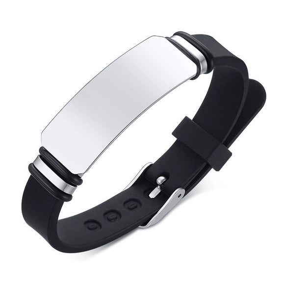 Men's Stainless Steel And Silicone Geometric Style Bracelet