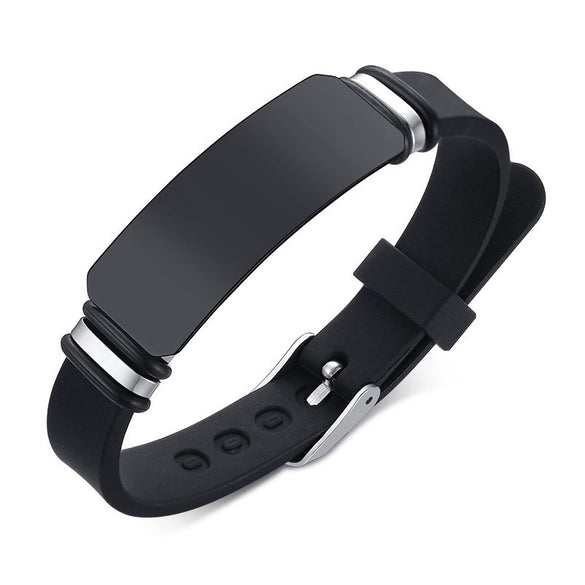 Men's Stainless Steel And Silicone Geometric Style Bracelet