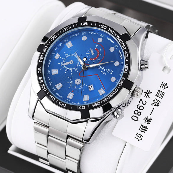 Men's Stainless Steel Automatic Movement Hollow Calendar Sports Watch With Rose Gold Clasp Round Dial Business Style Waterproof Luminous