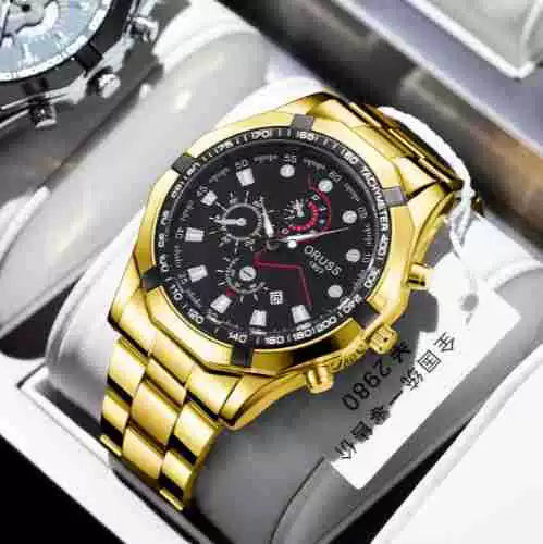 Men's Stainless Steel Automatic Movement Hollow Calendar Sports Watch With Rose Gold Clasp Round Dial Business Style Waterproof Luminous