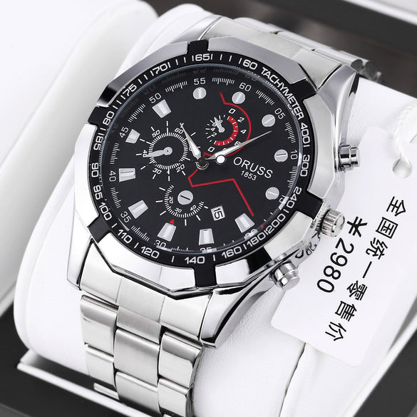 Men's Stainless Steel Automatic Movement Hollow Calendar Sports Watch With Rose Gold Clasp Round Dial Business Style Waterproof Luminous