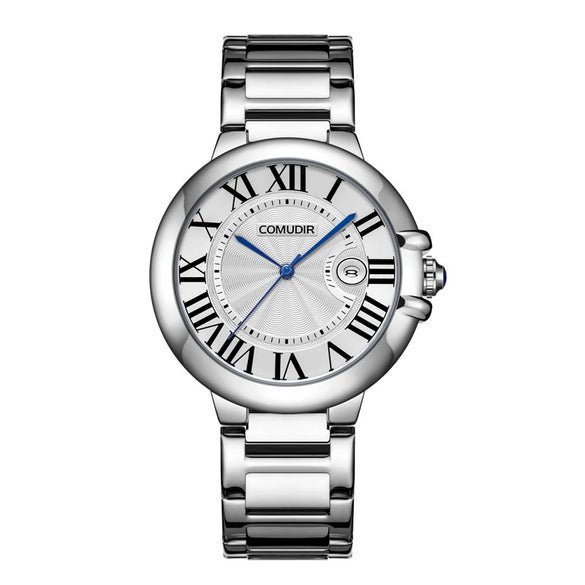 Men's Stainless Steel Automatic Waterproof Business Style Round Dial Imitation Mechanical Watch