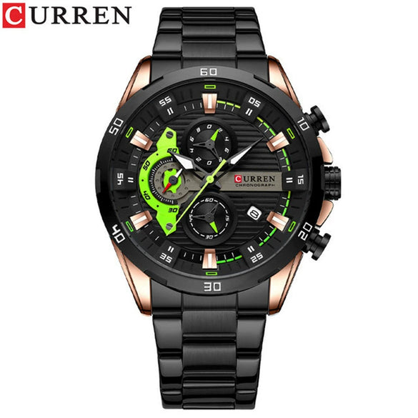 Men's Stainless Steel Band Quartz Motorcycle Disc Sixpin Leisure Watch