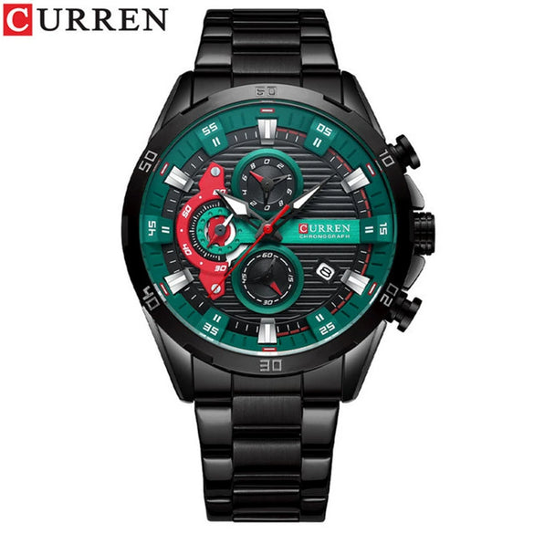 Men's Stainless Steel Band Quartz Motorcycle Disc Sixpin Leisure Watch
