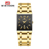 Men's Stainless Steel Band Quartz Watch Rectangular Dial Leisure Style Waterproof