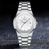 Men's Stainless Steel Band Quartz Watch With Round Dial And Waterproof Feature