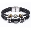 Men's Stainless Steel Buckle Cowhide Rope Woven Twelve Constellation Handmade Bracelet
