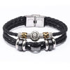 Men's Stainless Steel Buckle Cowhide Rope Woven Twelve Constellation Handmade Bracelet