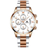 Men's Stainless Steel Business Quartz Watch With Round Dial And Fake Threeeye Design
