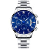 Men's Stainless Steel Business Quartz Watch With Round Dial And Fake Threeeye Design
