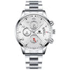 Men's Stainless Steel Business Quartz Watch With Round Dial And Fake Threeeye Design