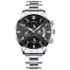 Men's Stainless Steel Business Quartz Watch With Round Dial And Fake Threeeye Design