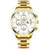 Men's Stainless Steel Business Quartz Watch With Round Dial And Fake Threeeye Design